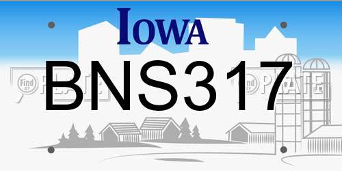BNS317 Iowa License Plate
