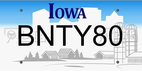 BNTY80 Iowa License Plate