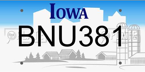 BNU381 Iowa License Plate