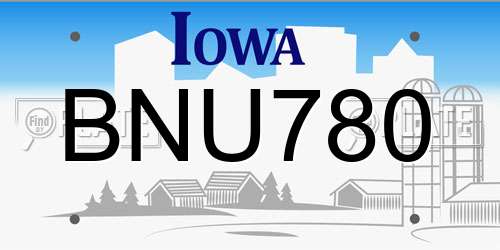 BNU780 Iowa License Plate