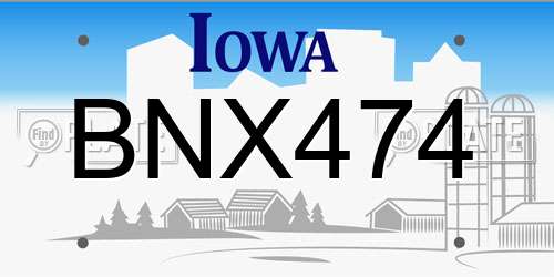 BNX474 Iowa License Plate