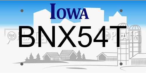 BNX54T Iowa License Plate
