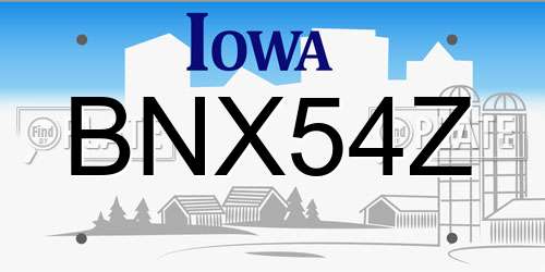 BNX54Z Iowa License Plate