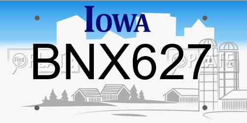 BNX627 Iowa License Plate