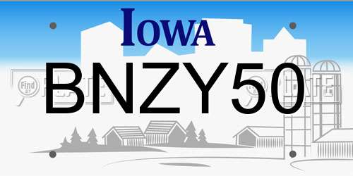 BNZY50 Iowa License Plate