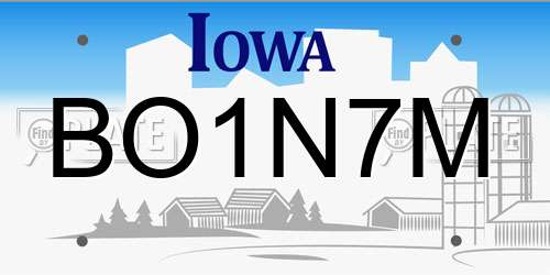 BO1N7M Iowa License Plate