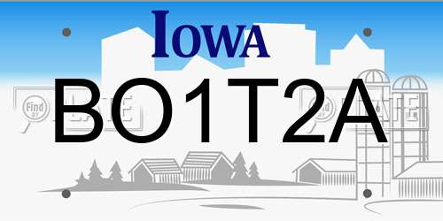 BO1T2A Iowa License Plate