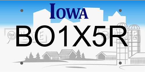 BO1X5R Iowa License Plate