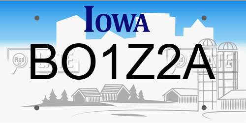 BO1Z2A Iowa License Plate