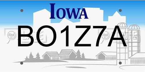 BO1Z7A Iowa License Plate