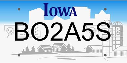 BO2A5S Iowa License Plate