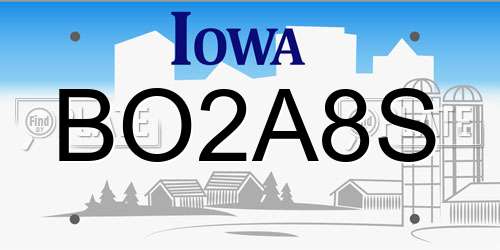 BO2A8S Iowa License Plate