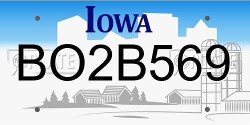 BO2B569 Iowa License Plate