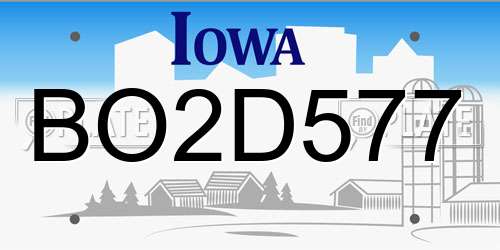 BO2D577 Iowa License Plate