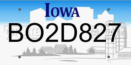 BO2D827 Iowa License Plate