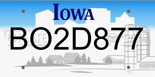 BO2D877 Iowa License Plate