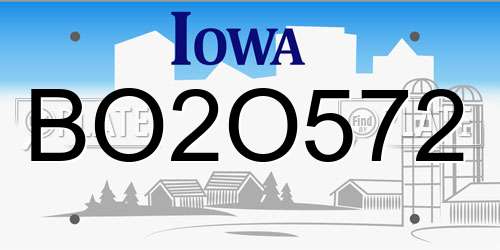 BO2O572 Iowa License Plate