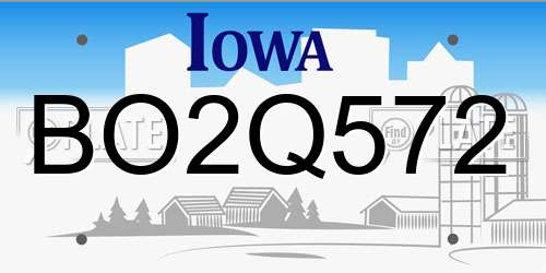 BO2Q572 Iowa License Plate