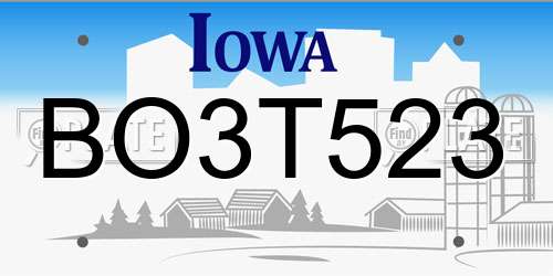 BO3T523 Iowa License Plate
