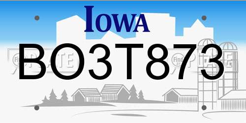 BO3T873 Iowa License Plate