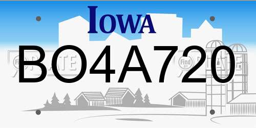 BO4A720 Iowa License Plate