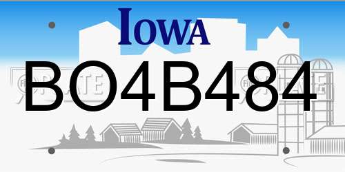 BO4B484 Iowa License Plate
