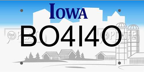BO4I4O Iowa License Plate