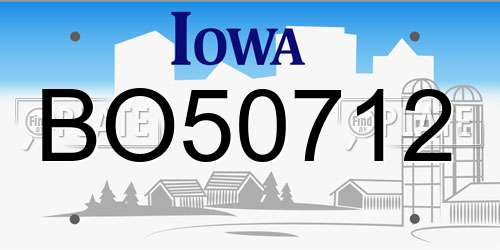 BO50712 Iowa License Plate