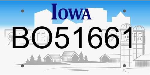 BO51661 Iowa License Plate