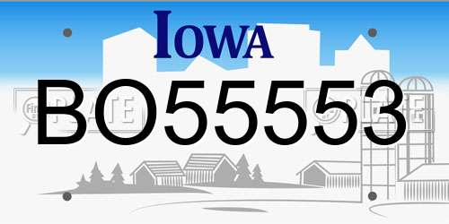 BO55553 Iowa License Plate