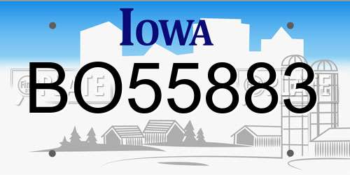 BO55883 Iowa License Plate