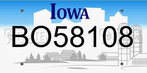 BO58108 Iowa License Plate