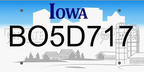 BO5D717 Iowa License Plate