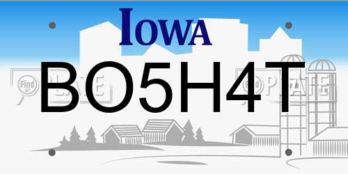 BO5H4T Iowa License Plate