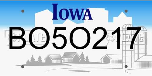 BO5O217 Iowa License Plate