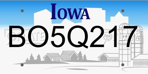BO5Q217 Iowa License Plate