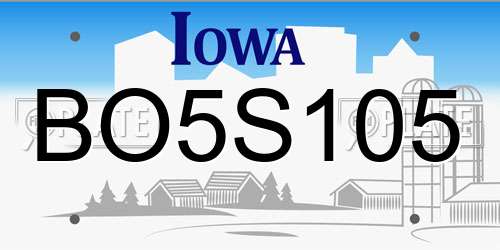 BO5S105 Iowa License Plate