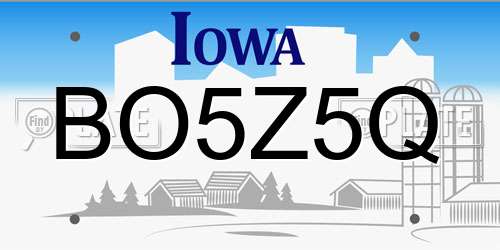 BO5Z5Q Iowa License Plate