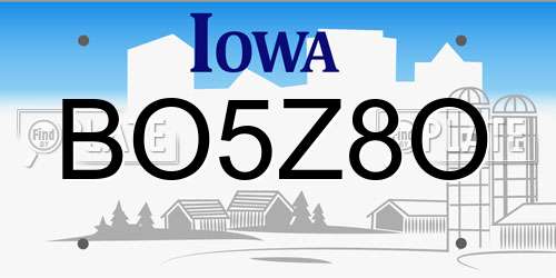 BO5Z8O Iowa License Plate