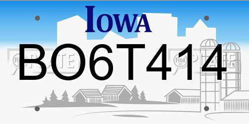 BO6T414 Iowa License Plate