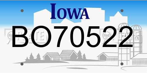 BO70522 Iowa License Plate