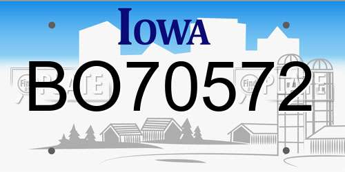 BO70572 Iowa License Plate