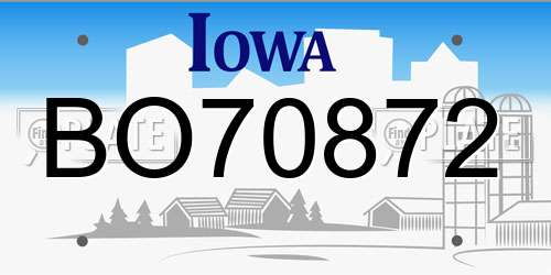 BO70872 Iowa License Plate