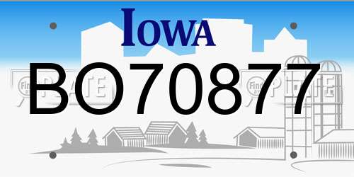 BO70877 Iowa License Plate