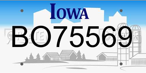 BO75569 Iowa License Plate