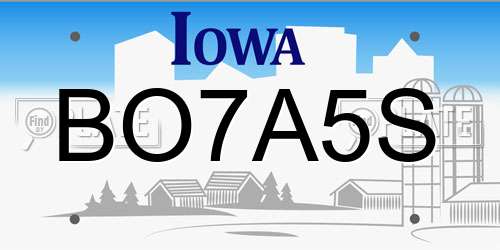 BO7A5S Iowa License Plate