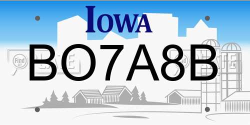 BO7A8B Iowa License Plate