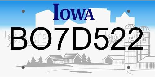 BO7D522 Iowa License Plate