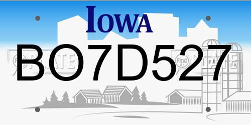 BO7D527 Iowa License Plate