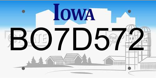 BO7D572 Iowa License Plate